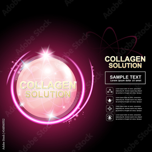 Collagen Serum and Vitamin Background Concept Skin Care Cosmetic.