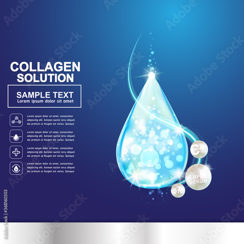 Collagen Serum and Vitamin Background Concept Skin Care Cosmetic.