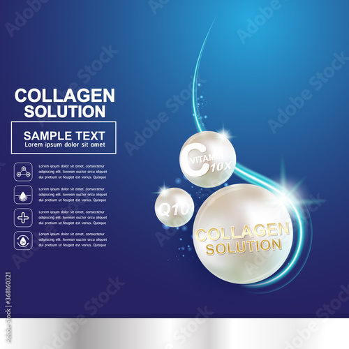 Collagen Serum and Vitamin Background Concept Skin Care Cosmetic.