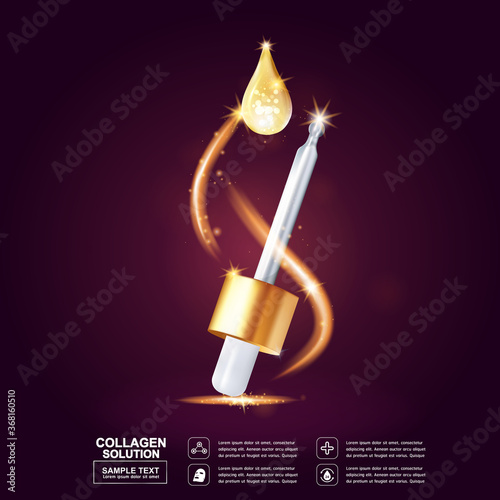 Collagen Serum and Vitamin Background Concept Skin Care Cosmetic.