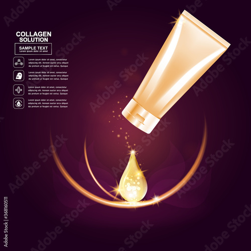 Collagen Serum and Vitamin Background Concept Skin Care Cosmetic.
