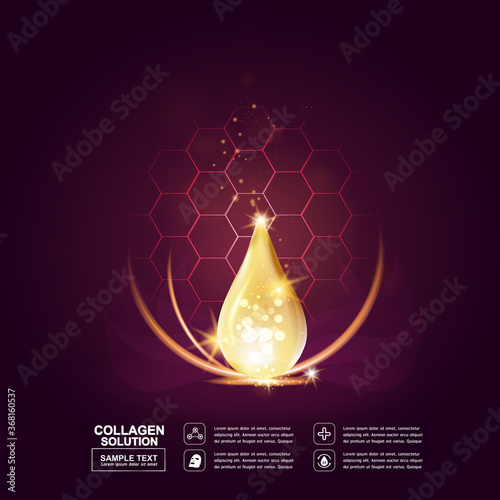 Collagen Serum and Vitamin Background Concept Skin Care Cosmetic.