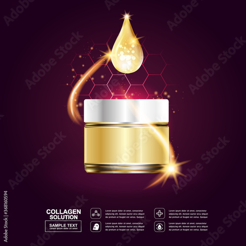 Collagen Serum and Vitamin Background Concept Skin Care Cosmetic.
