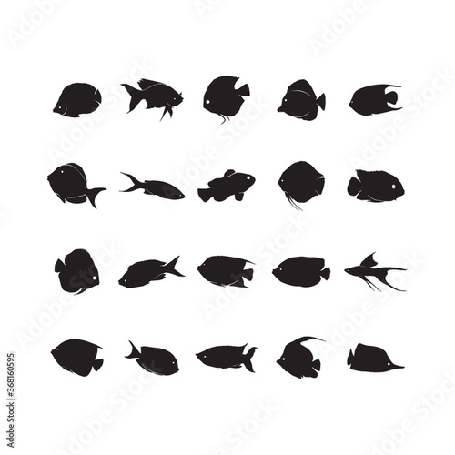 set of fish silhouettes