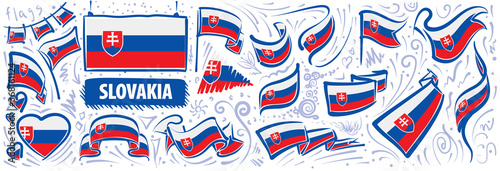 Vector set of the national flag of Slovakia in various creative designs