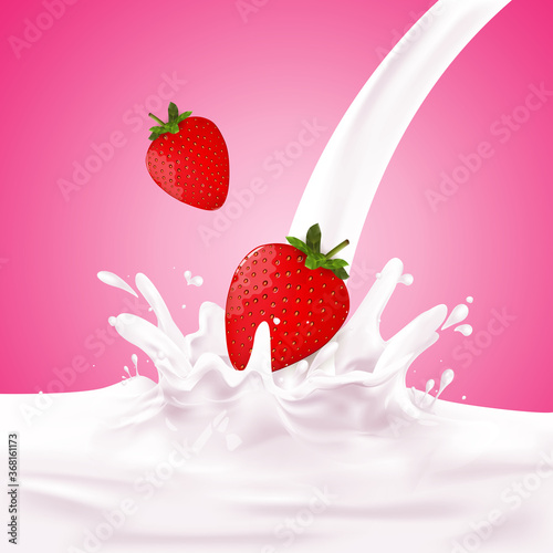 Milk, soy yogurt splashing vector concept