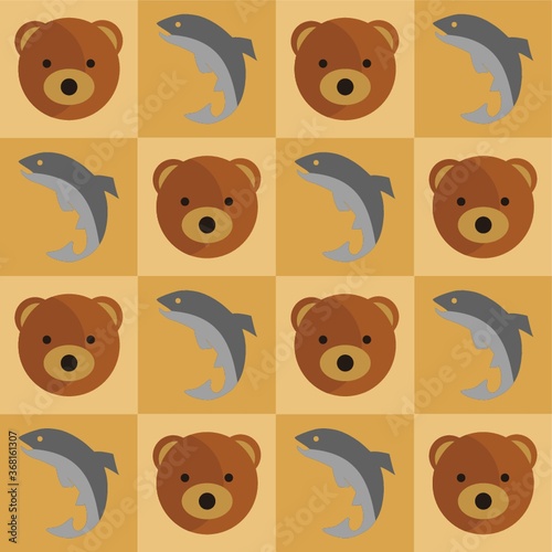 bear and fish background