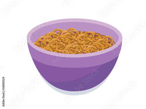 Salty pretzel in bowl