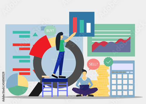 Community trading market analysis  Businessman and Lady  group Brainstorm working for  success Creativity  Idea and Concept Illustration flat design.