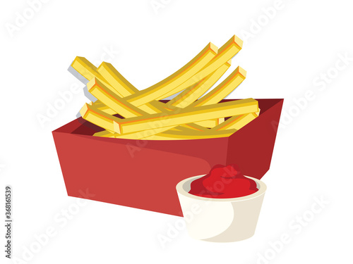 French fries box with sauce