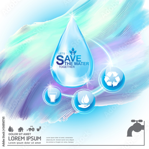 Save Water Vector Concept Water is Life.