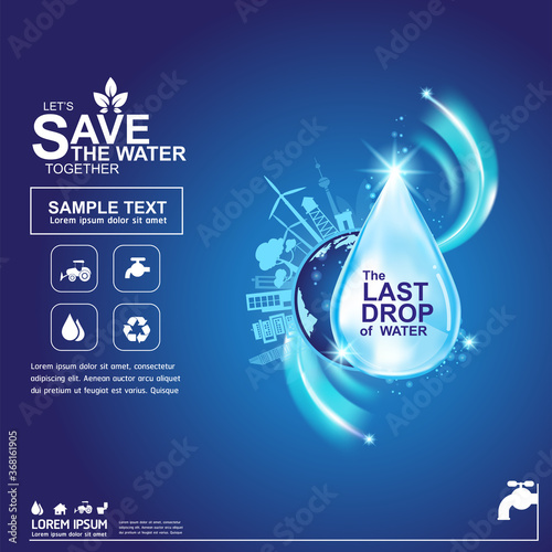 Save Water Vector Concept Water is Life.