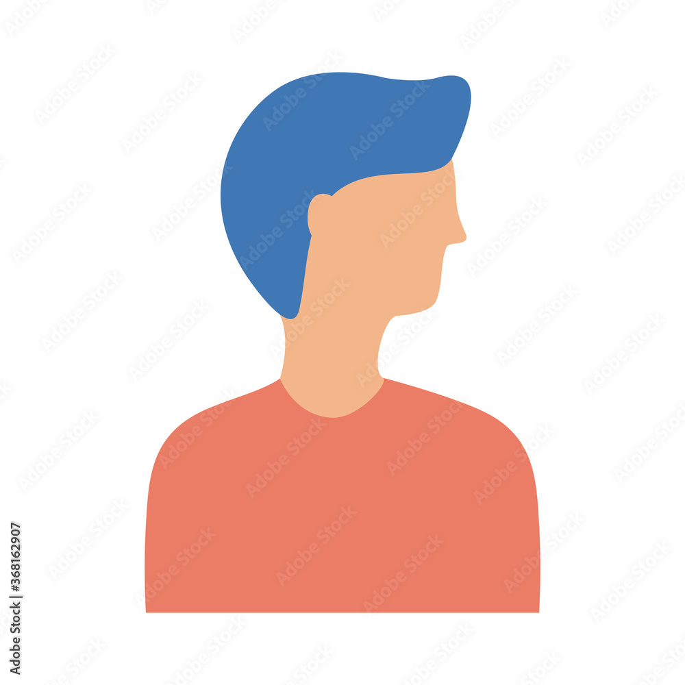 young man profile avatar character flat style icon