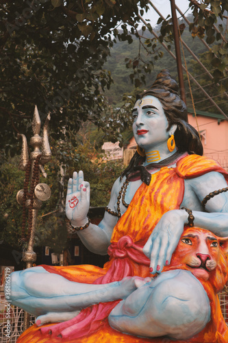 Beautiful photo of the statue of Lord Shiva in Rishikesh. photo
