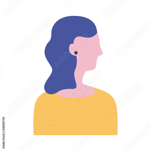 young woman profile avatar character flat style icon