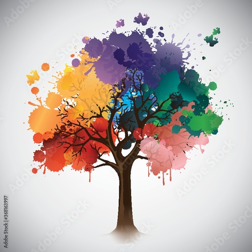 tree leaves made out of paint splatters