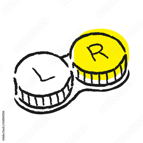 コンタクトレンズを入れて保管するケースのイラスト。