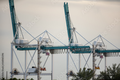 Port Miami loading cranes shot with telephoto lens