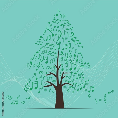 music notes in a shape of pine tree
