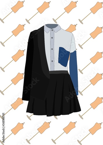 blouse and skirt with blazer