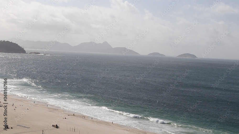 View of Copacabana Beach from rooftop. 