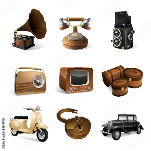 set of vintage icons