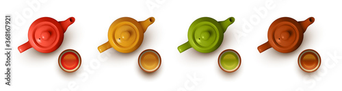 Set of teapots and cups