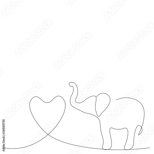 Elephant love heart design. Vector illustration
