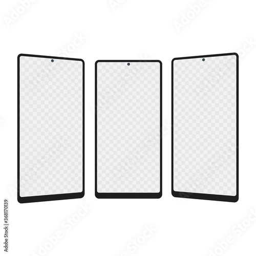 Realistic smartphone with three positions. Vector.