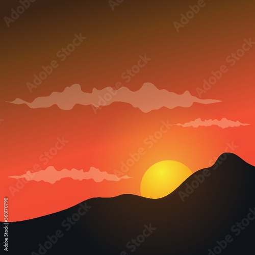 sunset background with moutains