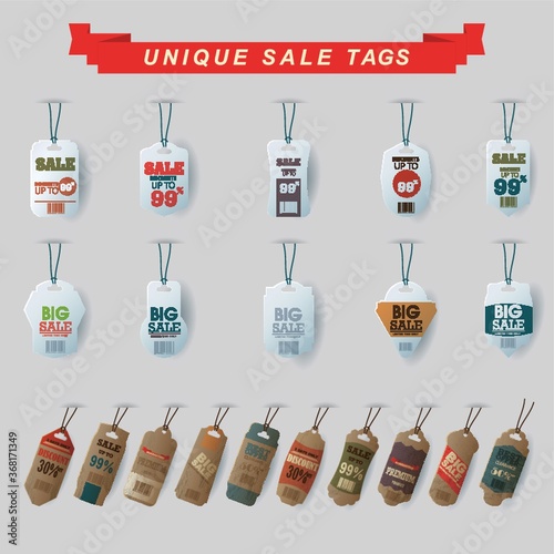 unique sale tags set