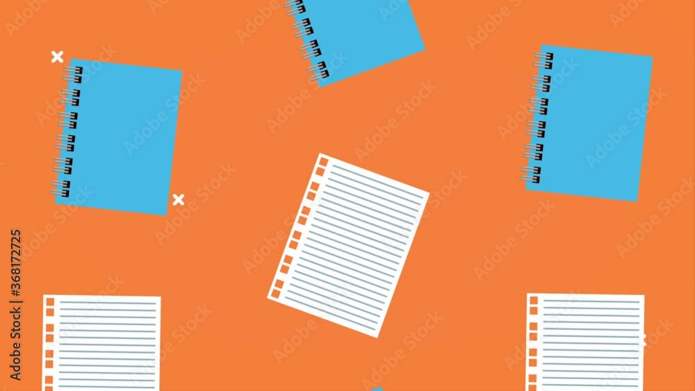 back to school animation with notebooks and sheets pattern back to school animation with notebooks and sheets pattern
