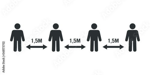 Vector illustration of social distance 1,5 meter sign on white background