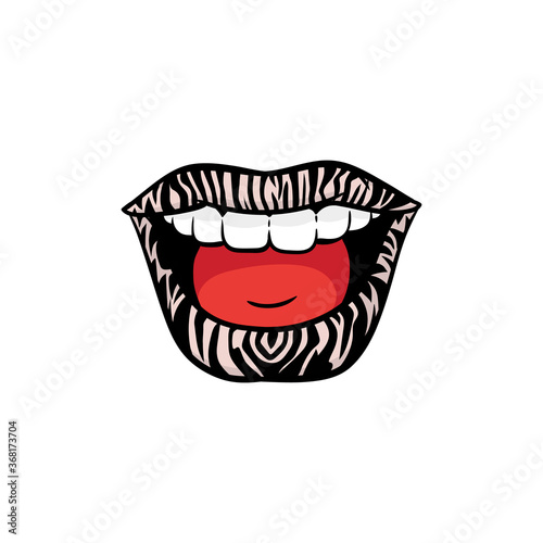 Female smile with zebra print lipstick - colorful isolated sticker