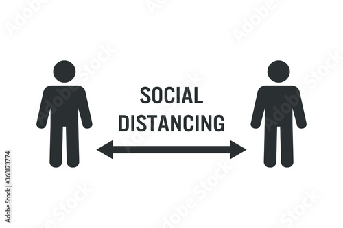 Vector illustration of social distancing sign on white background