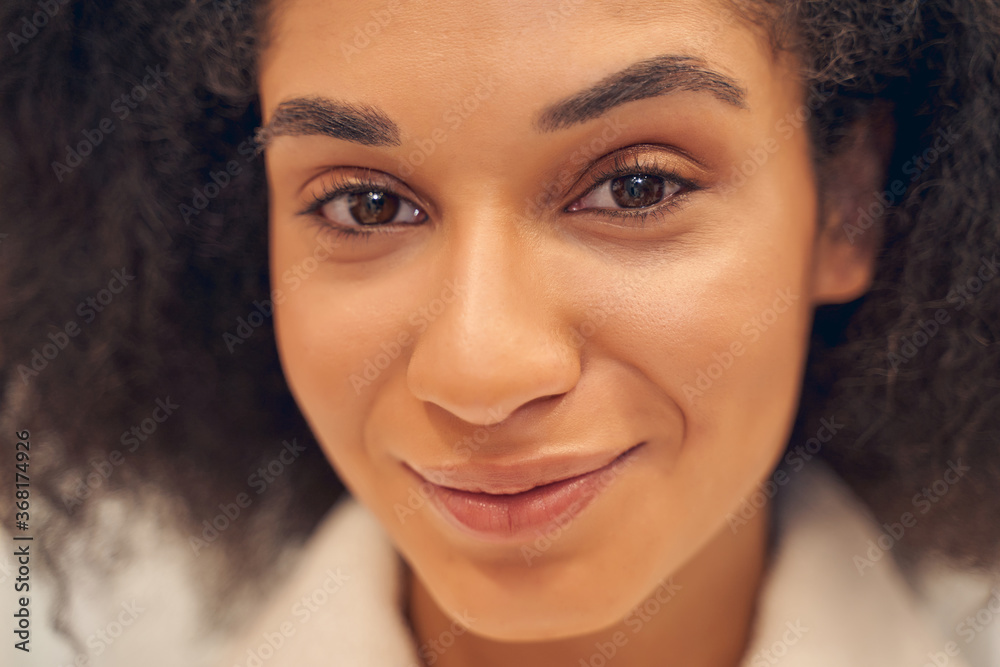 Lovely glance of positive Afro American lady Lovely glance of positive Afro American lady