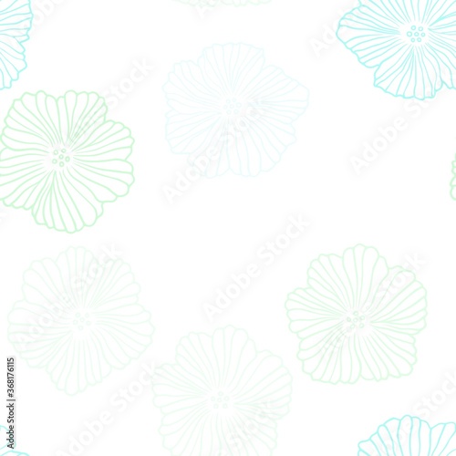 Light BLUE vector seamless natural artwork with flowers. An elegant bright illustration with flowers. Texture for window blinds, curtains.
