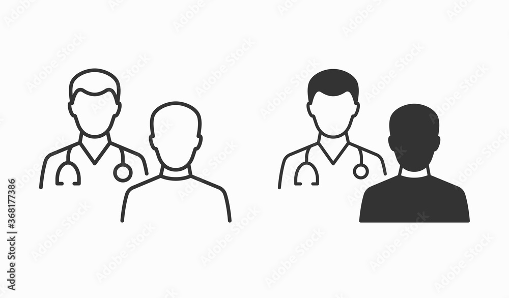 Doctor and patient icon. Vector illustration. Doctor and patient icon. Vector illustration.