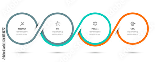Vector Infographic label design template with icons and 4 options or steps. Can be used for process diagram, presentations, workflow layout, banner, flow chart, info graph.