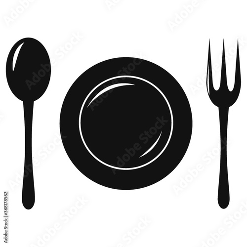 a plate with a spoon and fork