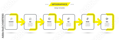 Vector Infographic design template with icons and 6 options or steps. Can be used for process diagram, presentations, workflow layout, banner, flow chart, info graph.