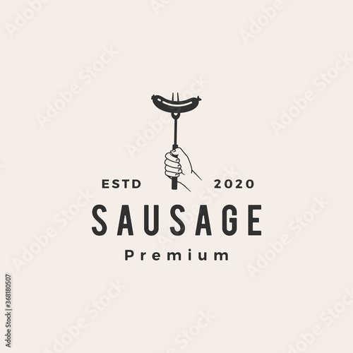sausage hipster vintage logo vector icon illustration
