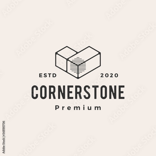 Fotobehang cornerstone hipster vintage logo vector icon illustration