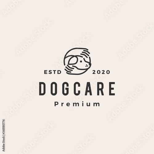 dog care hand hipster vintage logo vector icon illustration