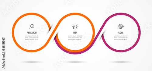 Vector Infographic design template with 3 options or steps. Can be used for process diagram, presentations, workflow layout, banner, flow chart, info graph.