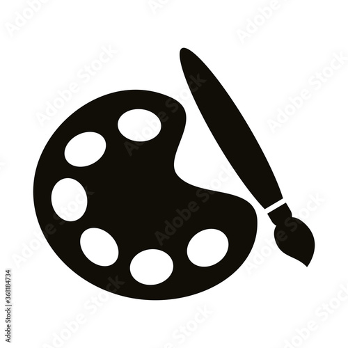 paint brush with palette tool silhouette style icon