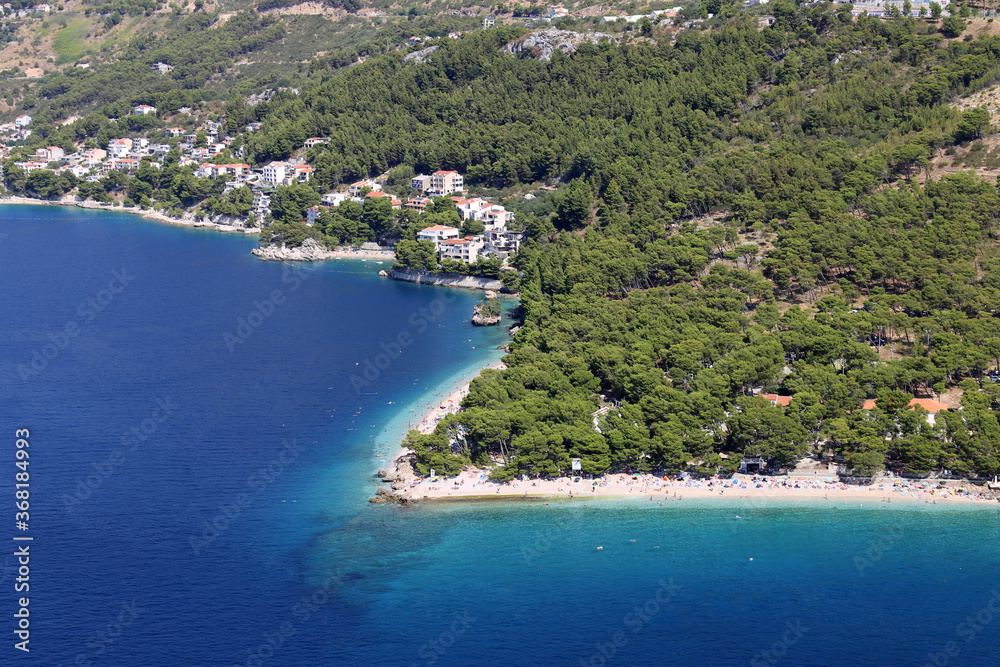 Top view of the coast of Brela, Makarska rivera, Dalmatia, Croatia