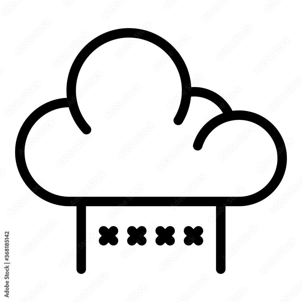 Data cloud authentication icon. Outline data cloud authentication vector icon for web design isolated on white background Data cloud authentication icon. Outline data cloud authentication vector icon for web design isolated on white background
