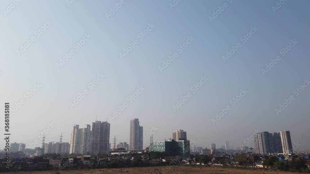 The beautiful skyline of Mumbai, India shot from the Eastern freeway during road travel in 4k The beautiful skyline of Mumbai, India shot from the Eastern freeway during road travel in 4k