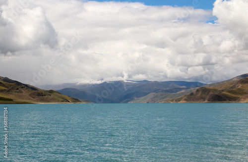 View of Yamdrok Lake in a sunny day, Tibet, China
